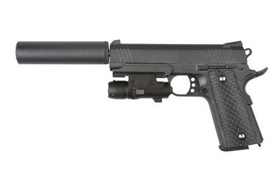 УЦЕНКА!!! Cтрайкбольный пистолет Galaxy G.25A, кольт, colt, черный, в комплекте  ЛЦУ. потертости на корпусе, без глушителя