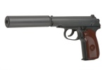 Cтрайкбольный пистолет Galaxy G.29A  Пистолет Макарова с имитацией глушителя, металлический, пружинный