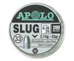 Пули полнотелые Apolo Slug 6,35 мм, 2,14 г (200 штук)- фото